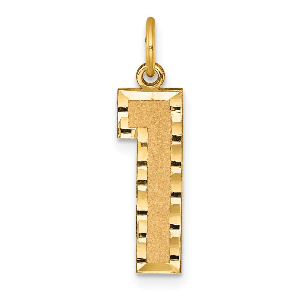 14k Yellow Gold, Varsity Collection, Large D/C Pendant Number 1, Item P10411-1 by The Black Bow Jewelry Co.