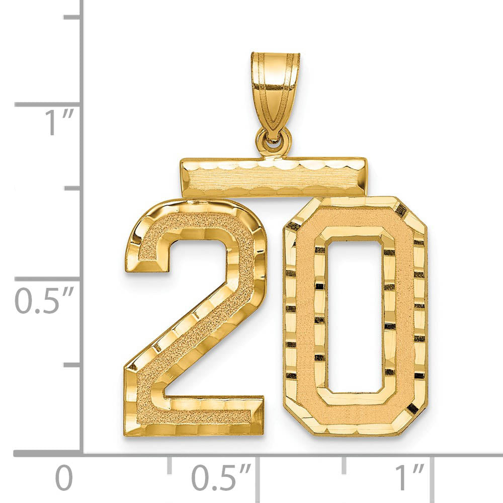 Alternate view of the 14k Yellow Gold, Varsity Collection, Large D/C Pendant Number 20 by The Black Bow Jewelry Co.