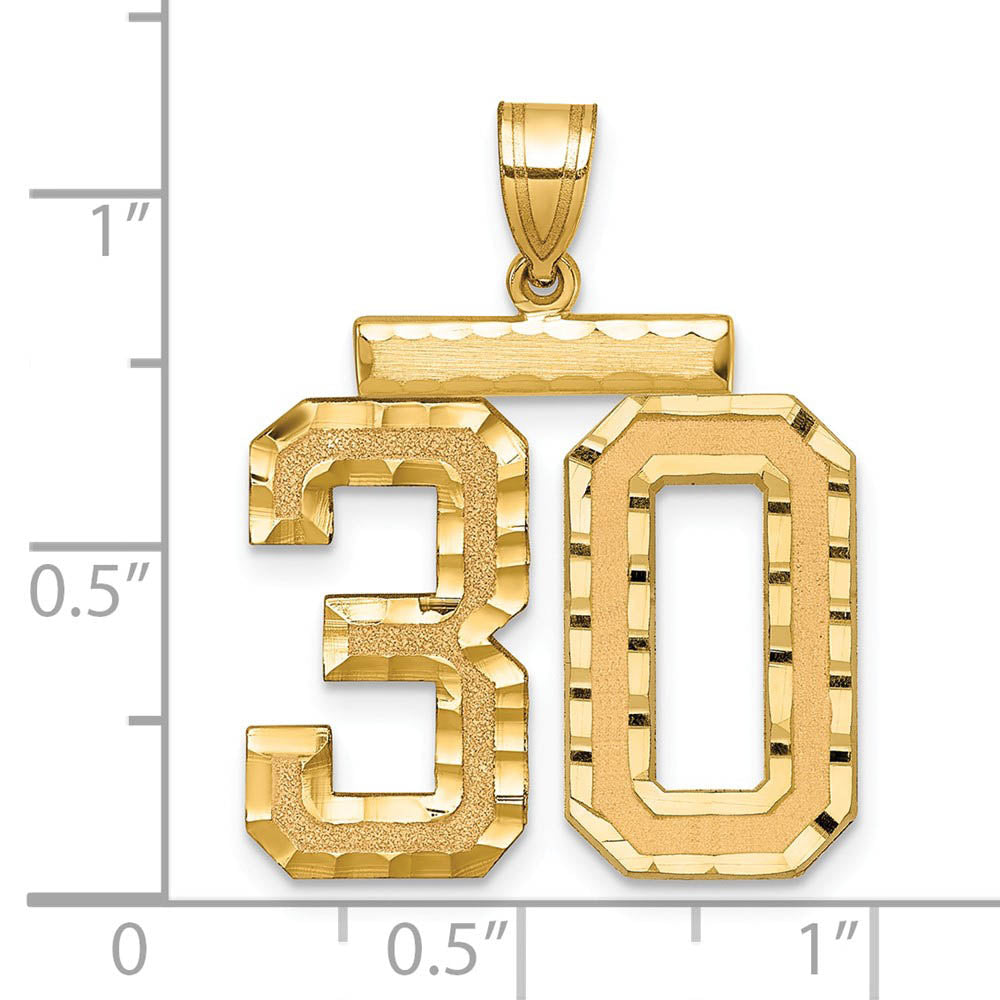 Alternate view of the 14k Yellow Gold, Varsity Collection, Large D/C Pendant Number 30 by The Black Bow Jewelry Co.