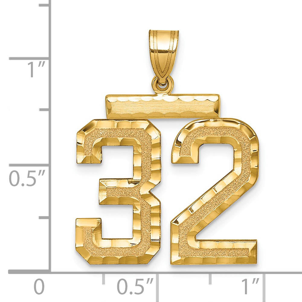 Alternate view of the 14k Yellow Gold, Varsity Collection, Large D/C Pendant Number 32 by The Black Bow Jewelry Co.