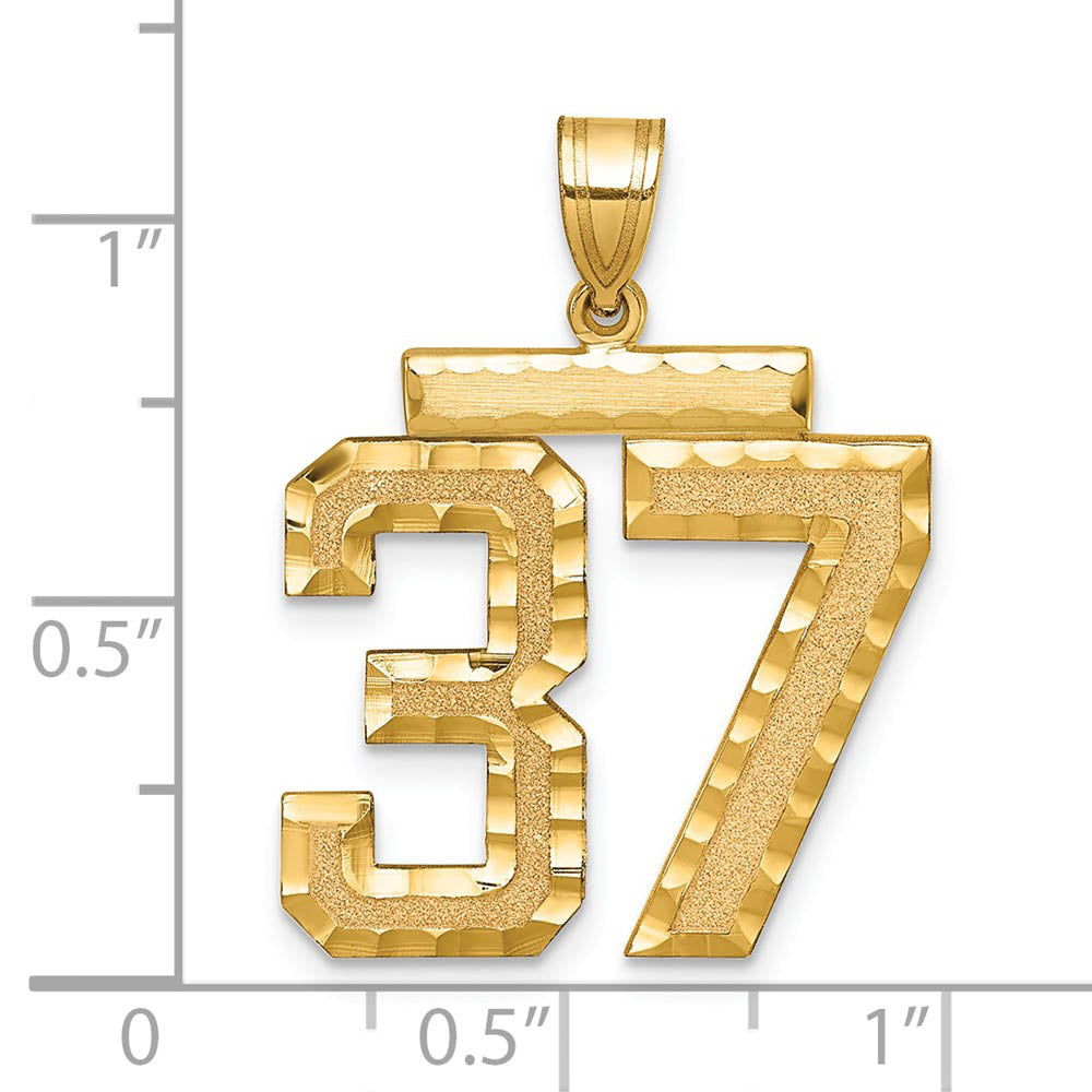 Alternate view of the 14k Yellow Gold, Varsity Collection, Large D/C Pendant Number 37 by The Black Bow Jewelry Co.