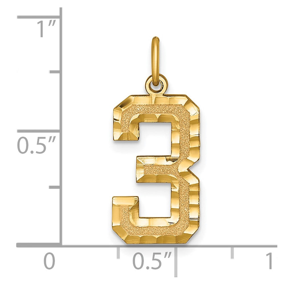 Alternate view of the 14k Yellow Gold, Varsity Collection, Large D/C Pendant Number 3 by The Black Bow Jewelry Co.
