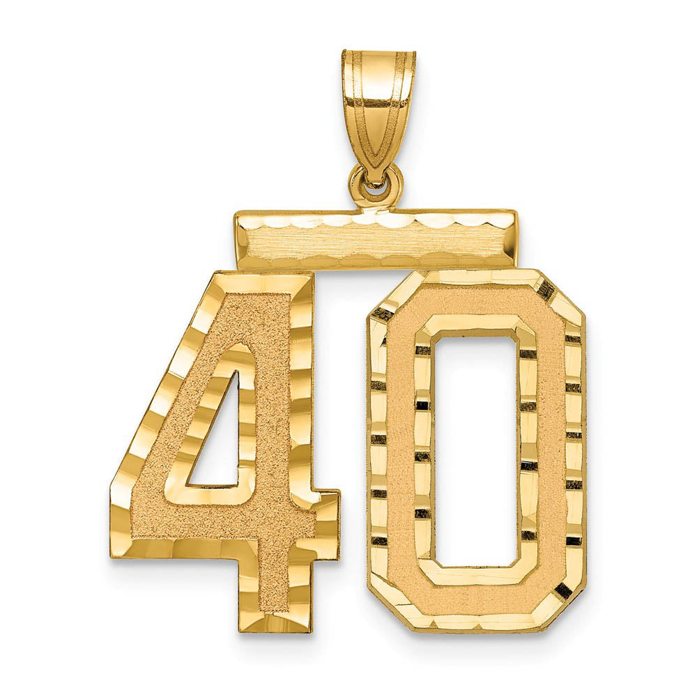 14k Yellow Gold, Varsity Collection, Large D/C Pendant Number 40, Item P10411-40 by The Black Bow Jewelry Co.