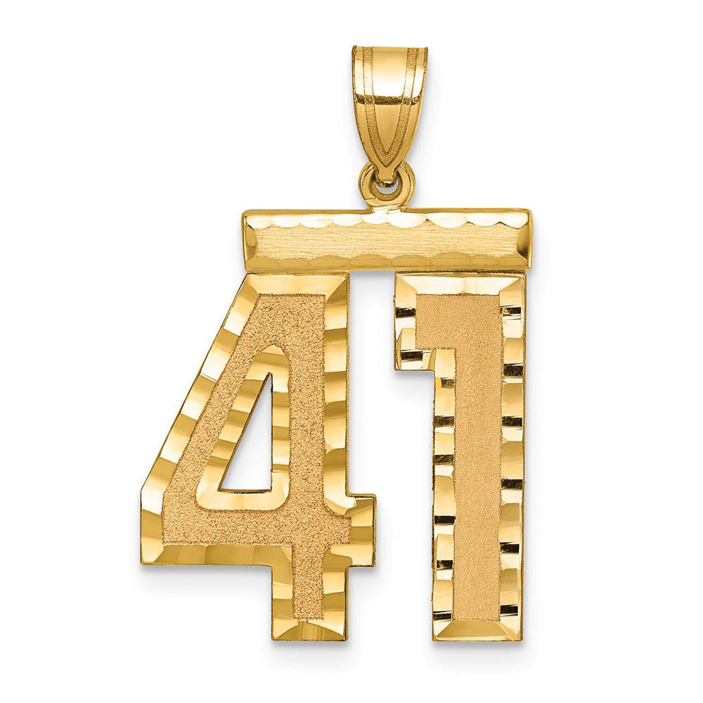 14k Yellow Gold, Varsity Collection, Large D/C Pendant Number 41, Item P10411-41 by The Black Bow Jewelry Co.