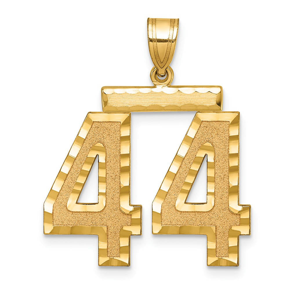 14k Yellow Gold, Varsity Collection, Large D/C Pendant Number 44, Item P10411-44 by The Black Bow Jewelry Co.