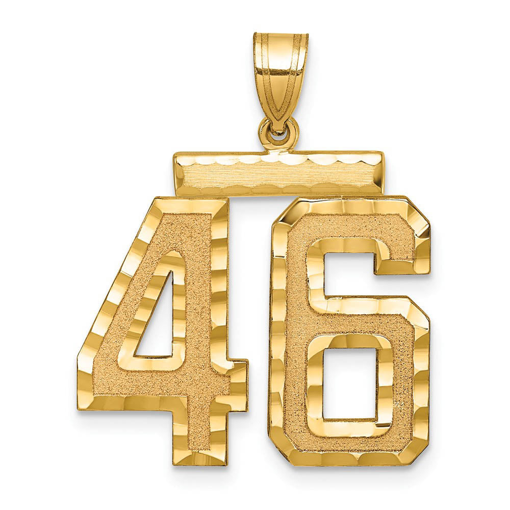 14k Yellow Gold, Varsity Collection, Large D/C Pendant Number 46, Item P10411-46 by The Black Bow Jewelry Co.