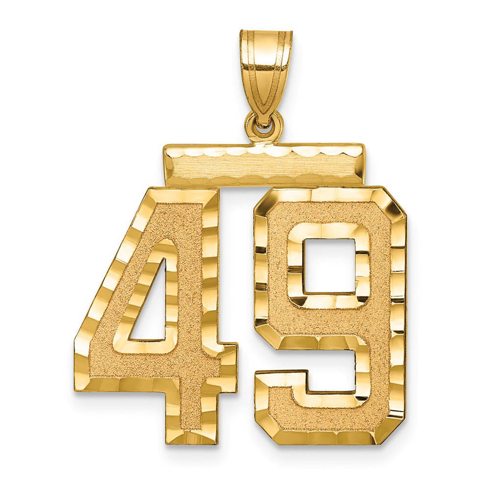 14k Yellow Gold, Varsity Collection, Large D/C Pendant Number 49, Item P10411-49 by The Black Bow Jewelry Co.