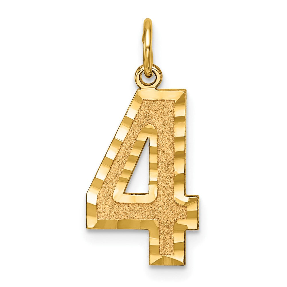 14k Yellow Gold, Varsity Collection, Large D/C Pendant Number 4, Item P10411-4 by The Black Bow Jewelry Co.