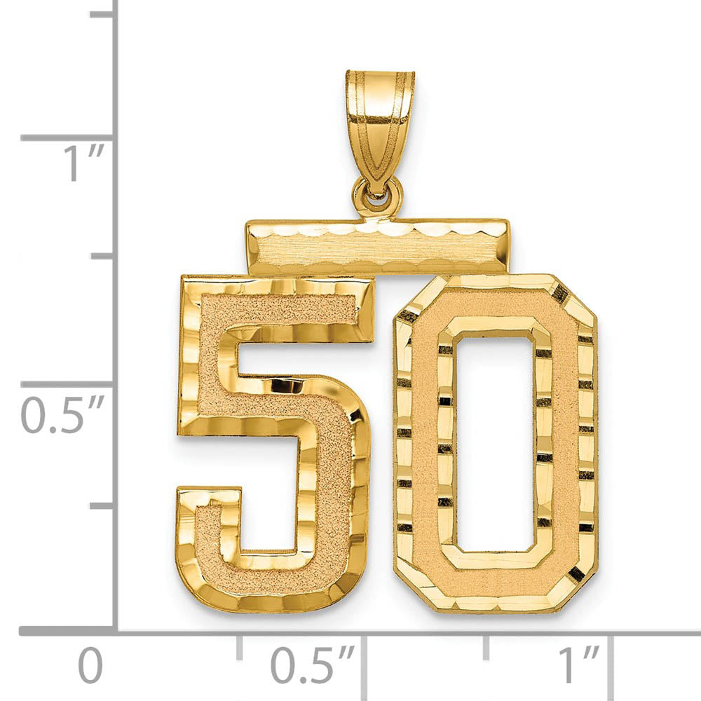 Alternate view of the 14k Yellow Gold, Varsity Collection, Large D/C Pendant Number 50 by The Black Bow Jewelry Co.