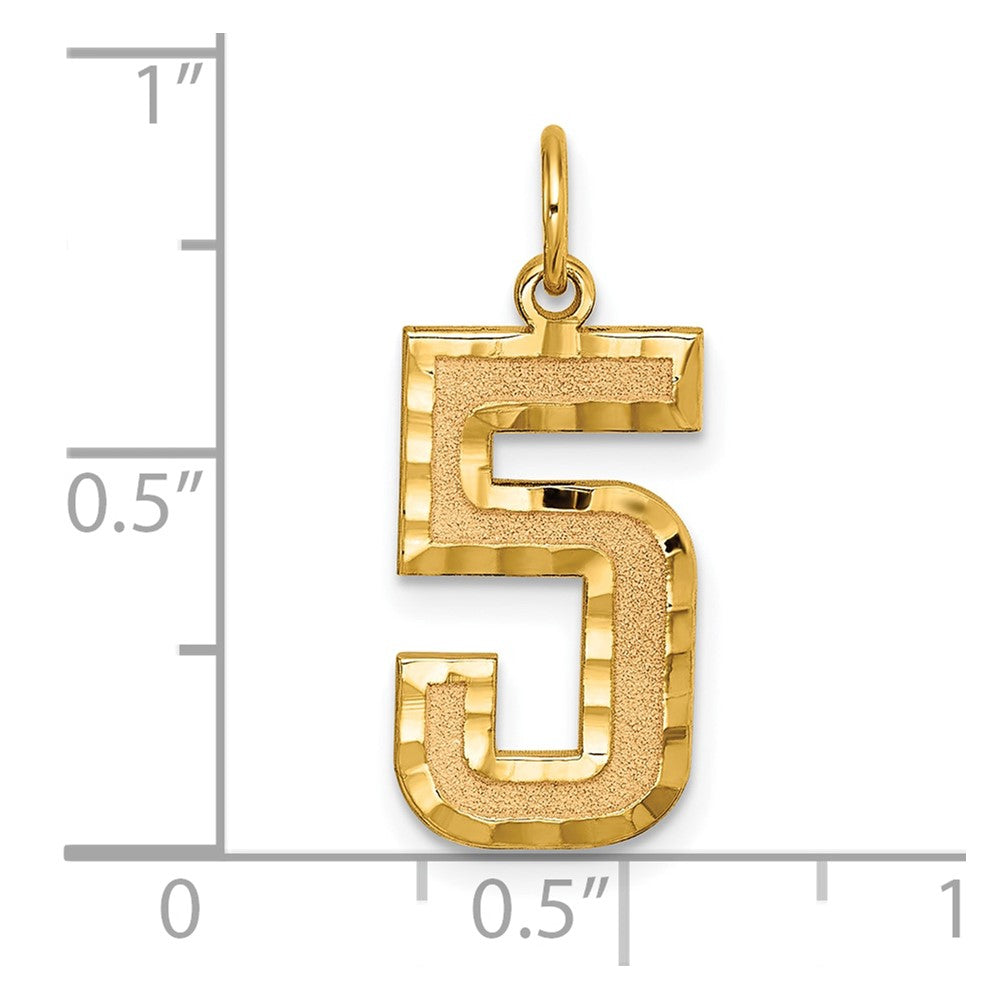 Alternate view of the 14k Yellow Gold, Varsity Collection, Large D/C Pendant Number 5 by The Black Bow Jewelry Co.