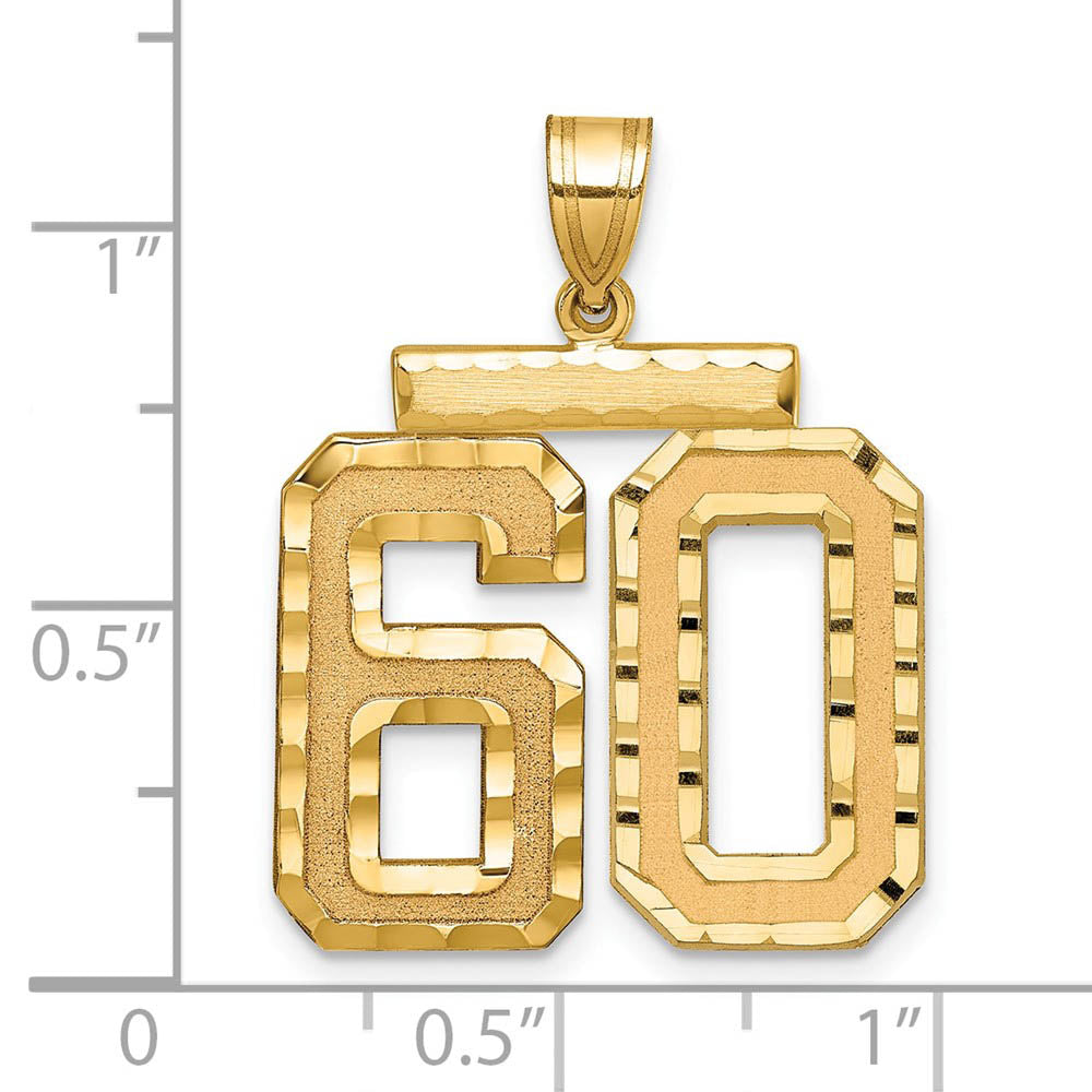 Alternate view of the 14k Yellow Gold, Varsity Collection, Large D/C Pendant Number 60 by The Black Bow Jewelry Co.