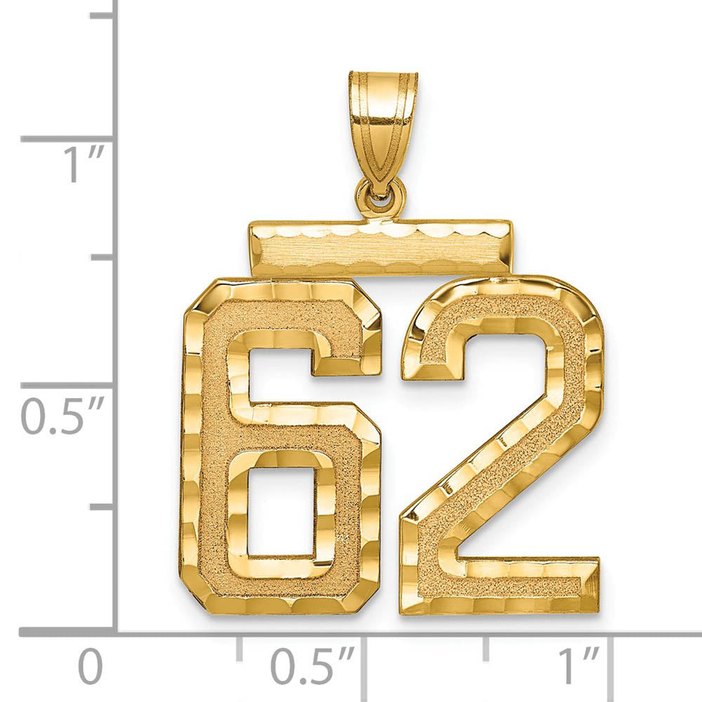 Alternate view of the 14k Yellow Gold, Varsity Collection, Large D/C Pendant Number 62 by The Black Bow Jewelry Co.