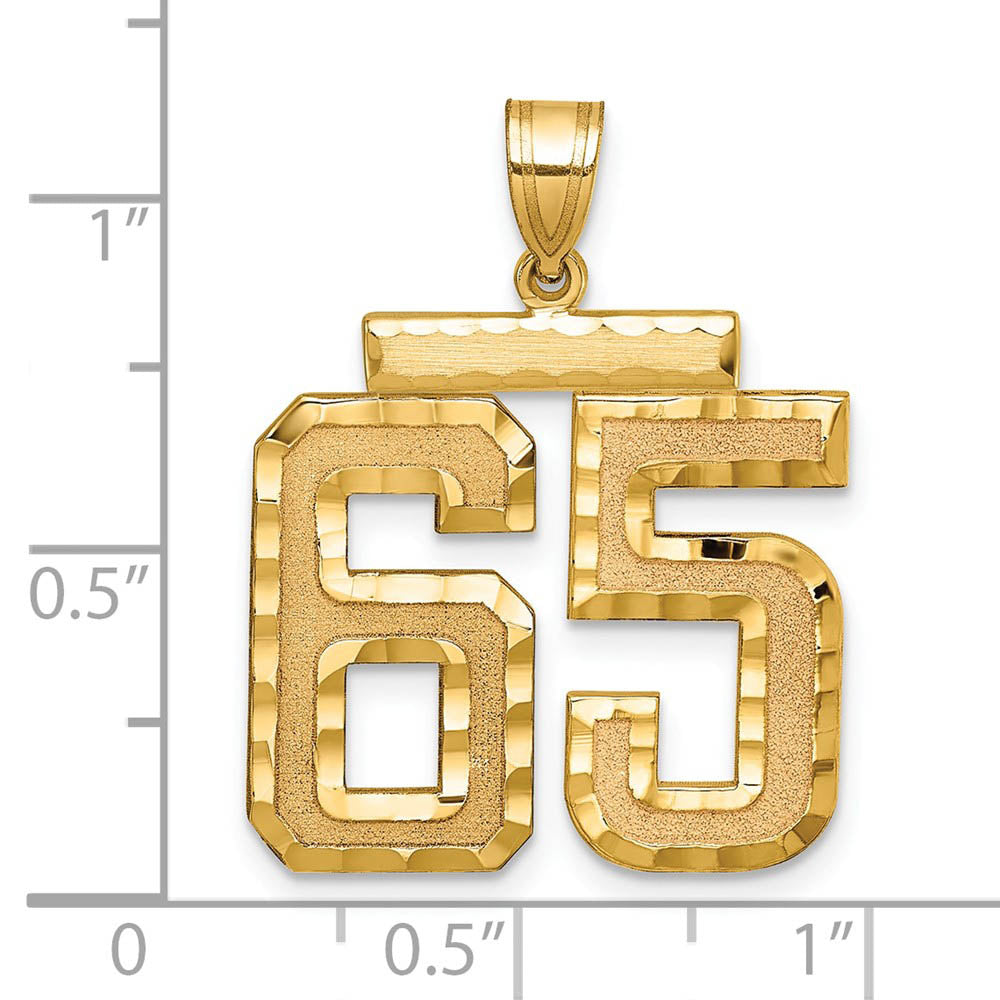 Alternate view of the 14k Yellow Gold, Varsity Collection, Large D/C Pendant Number 65 by The Black Bow Jewelry Co.