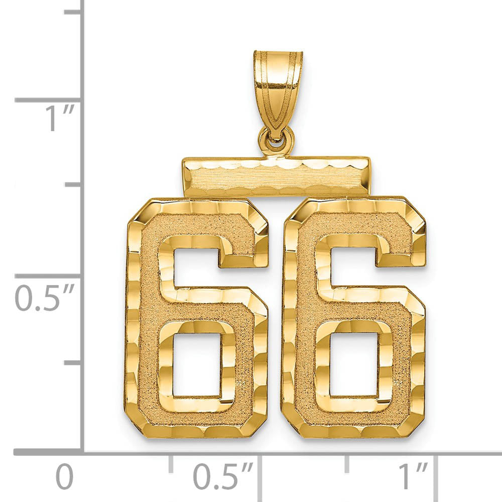 Alternate view of the 14k Yellow Gold, Varsity Collection, Large D/C Pendant Number 66 by The Black Bow Jewelry Co.