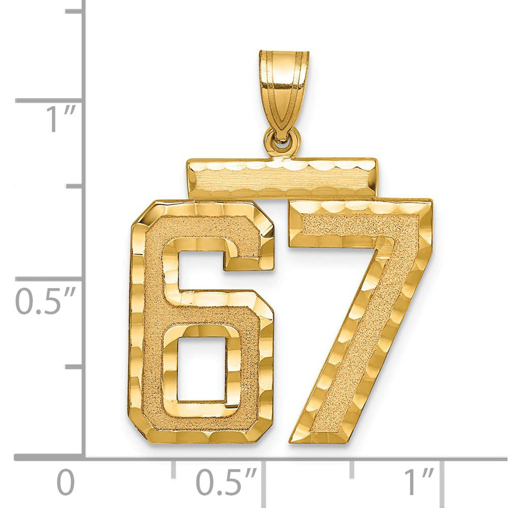 Alternate view of the 14k Yellow Gold, Varsity Collection, Large D/C Pendant Number 67 by The Black Bow Jewelry Co.