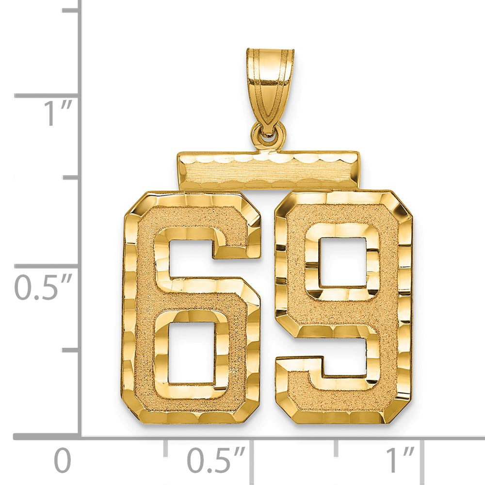 Alternate view of the 14k Yellow Gold, Varsity Collection, Large D/C Pendant Number 69 by The Black Bow Jewelry Co.