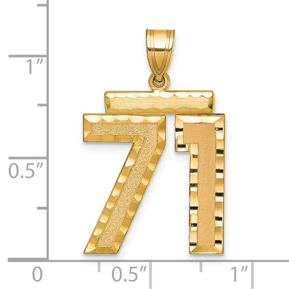 Alternate view of the 14k Yellow Gold, Varsity Collection, Large D/C Pendant Number 71 by The Black Bow Jewelry Co.
