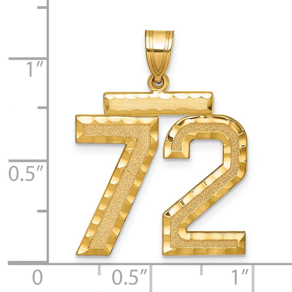 Alternate view of the 14k Yellow Gold, Varsity Collection, Large D/C Pendant Number 72 by The Black Bow Jewelry Co.