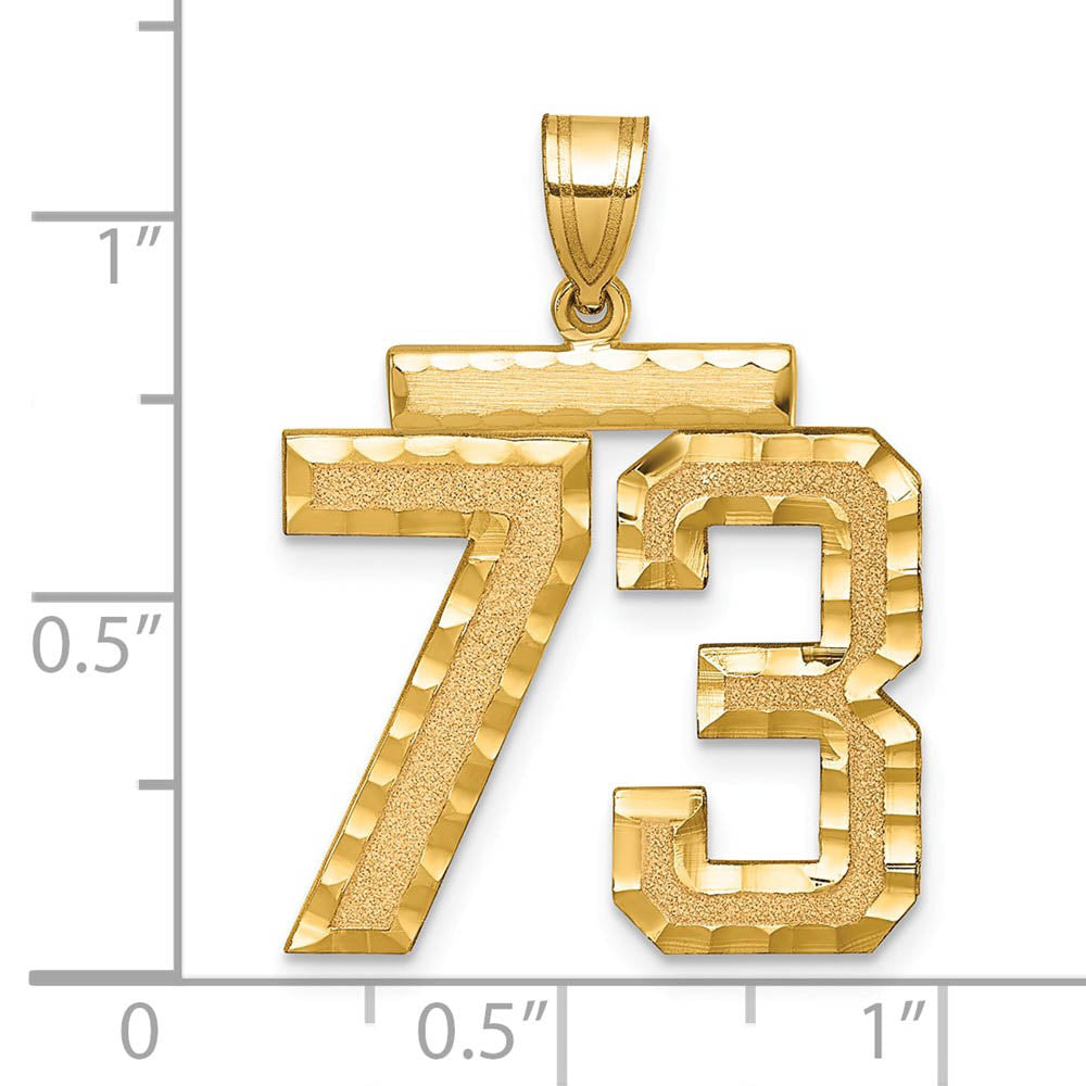 Alternate view of the 14k Yellow Gold, Varsity Collection, Large D/C Pendant Number 73 by The Black Bow Jewelry Co.