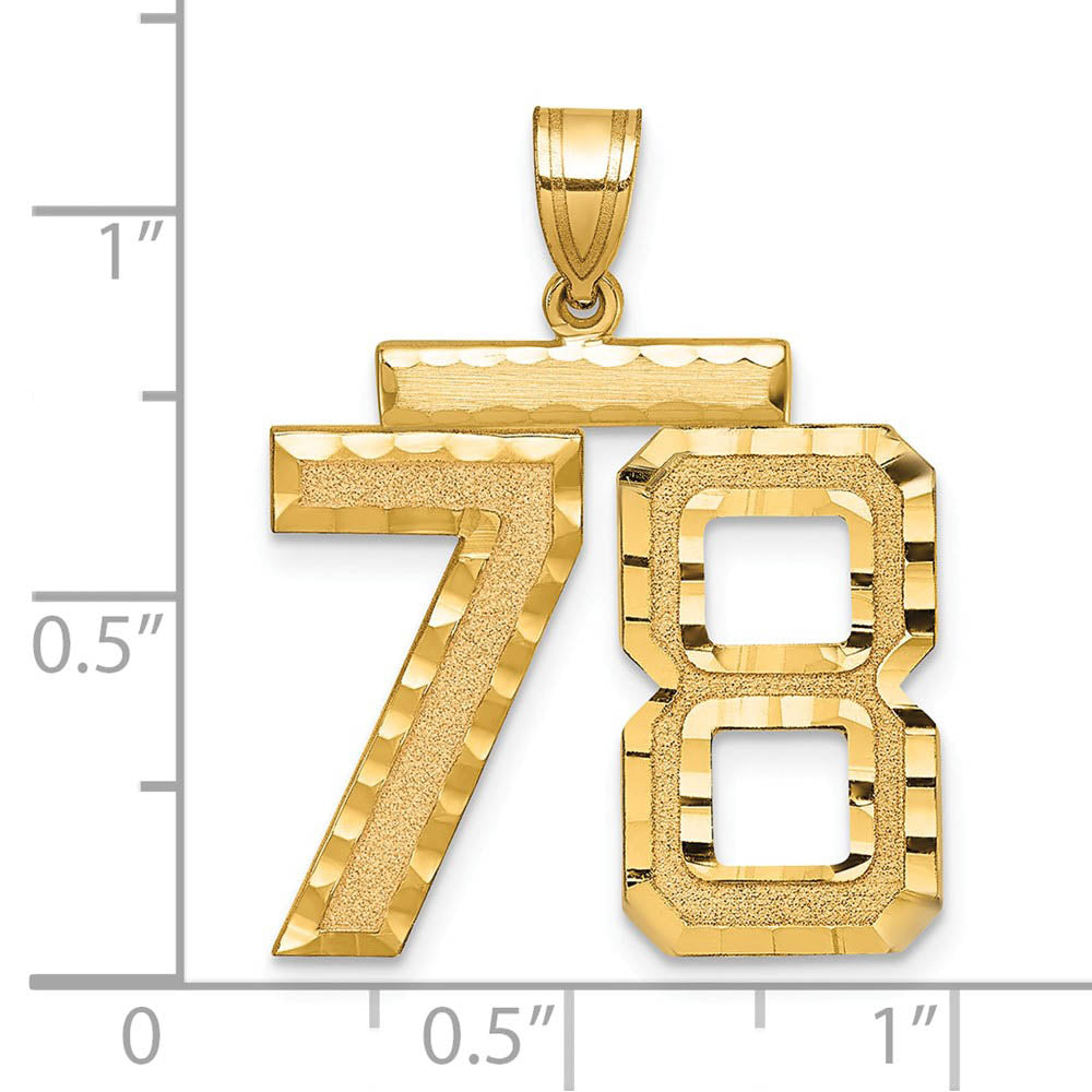 Alternate view of the 14k Yellow Gold, Varsity Collection, Large D/C Pendant Number 78 by The Black Bow Jewelry Co.