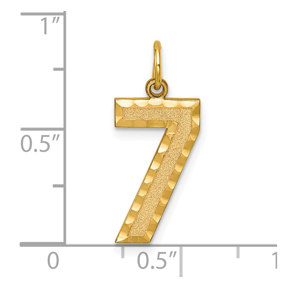 Alternate view of the 14k Yellow Gold, Varsity Collection, Large D/C Pendant Number 7 by The Black Bow Jewelry Co.