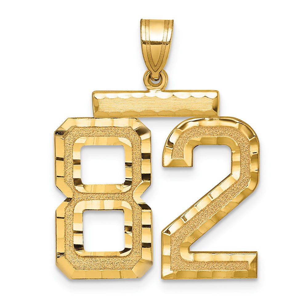 14k Yellow Gold, Varsity Collection, Large D/C Pendant Number 82, Item P10411-82 by The Black Bow Jewelry Co.