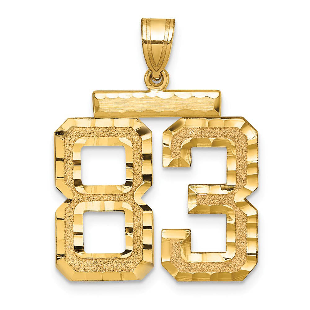 14k Yellow Gold, Varsity Collection, Large D/C Pendant Number 83, Item P10411-83 by The Black Bow Jewelry Co.