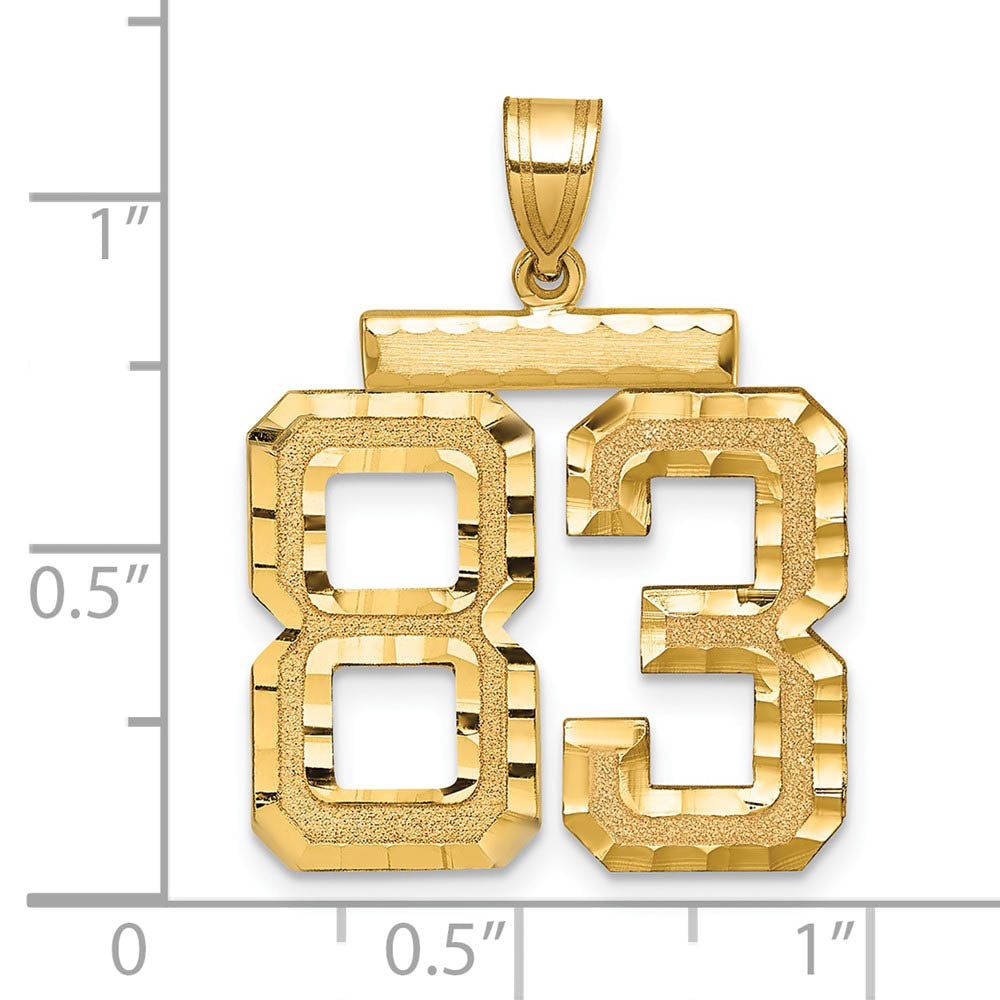 Alternate view of the 14k Yellow Gold, Varsity Collection, Large D/C Pendant Number 83 by The Black Bow Jewelry Co.