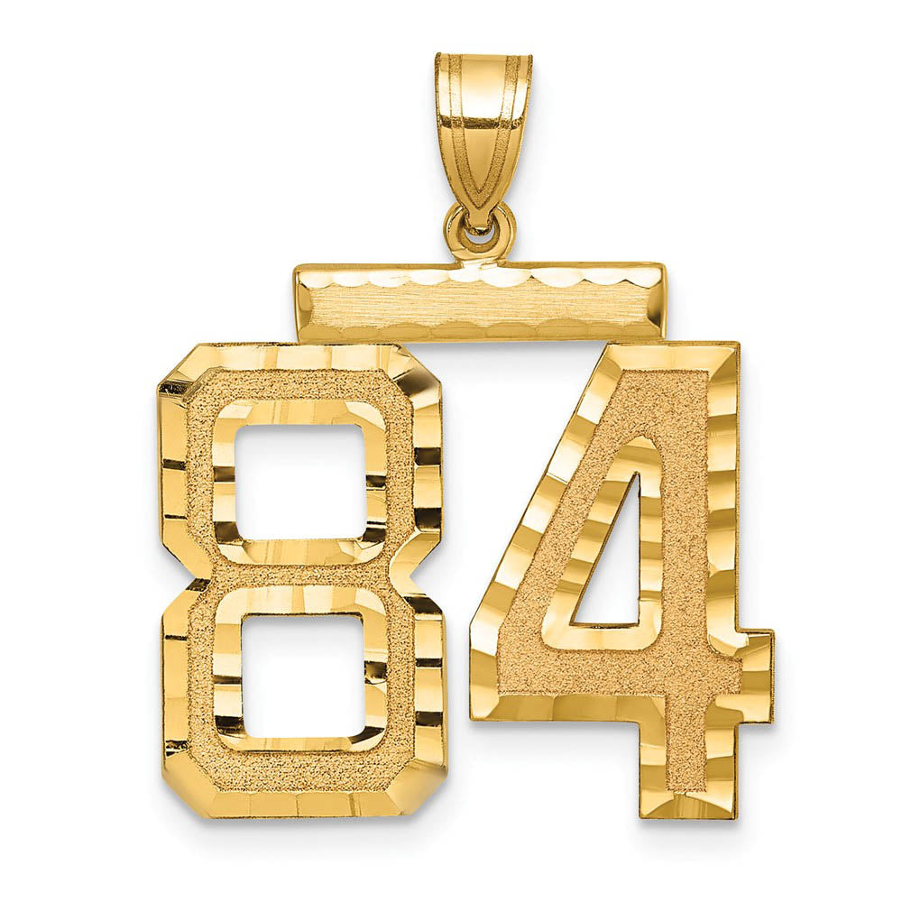 14k Yellow Gold, Varsity Collection, Large D/C Pendant Number 84, Item P10411-84 by The Black Bow Jewelry Co.