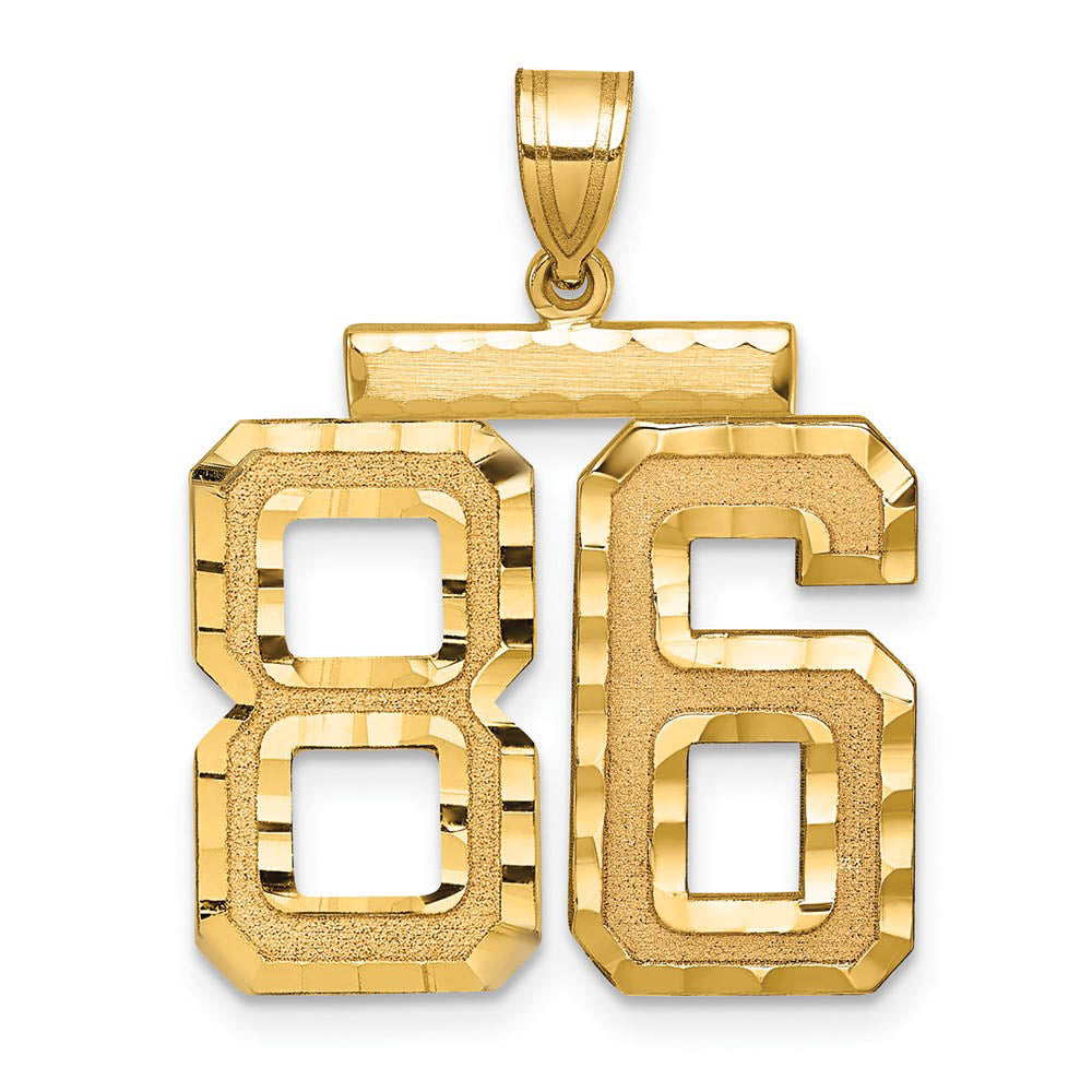 14k Yellow Gold, Varsity Collection, Large D/C Pendant Number 86, Item P10411-86 by The Black Bow Jewelry Co.