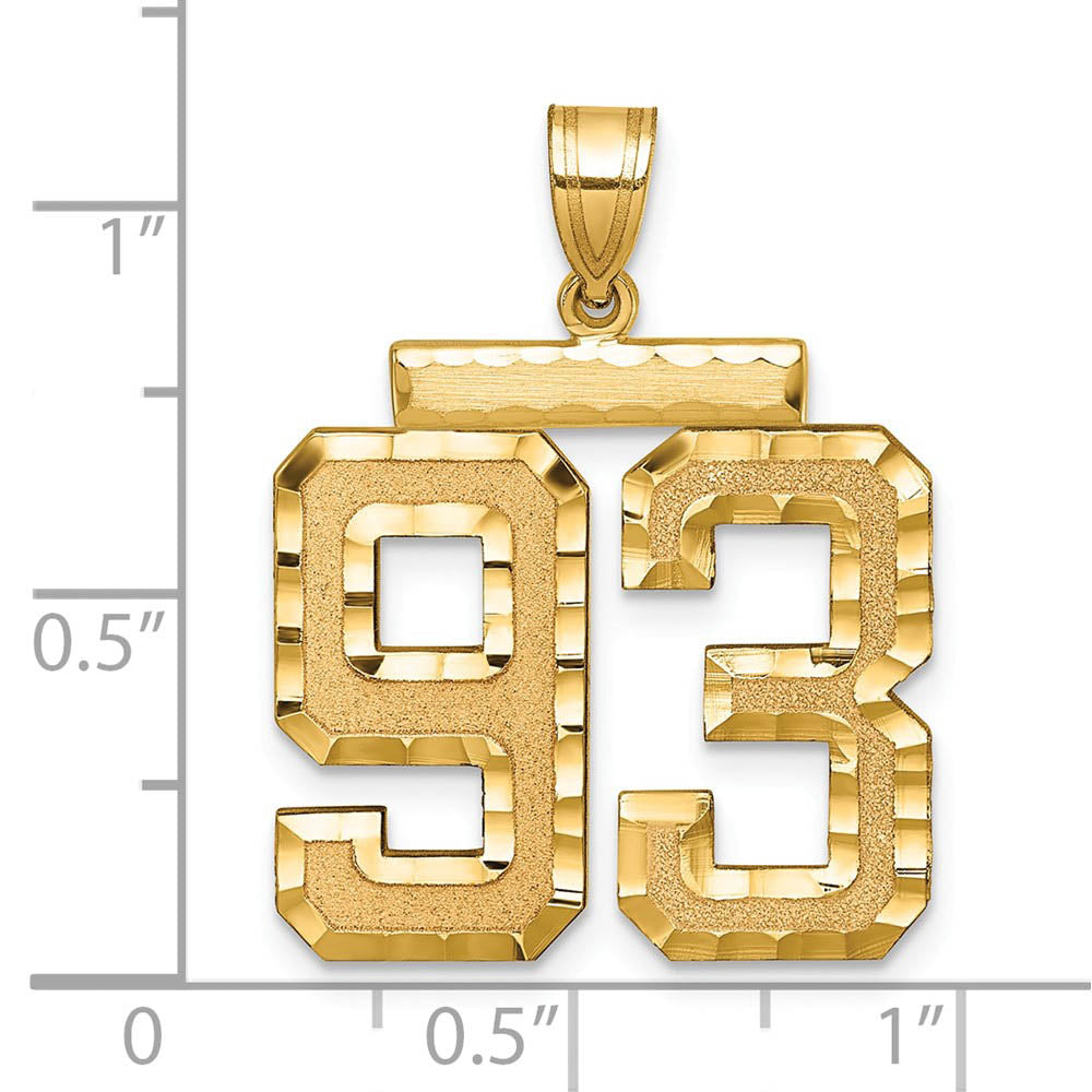 Alternate view of the 14k Yellow Gold, Varsity Collection, Large D/C Pendant Number 93 by The Black Bow Jewelry Co.