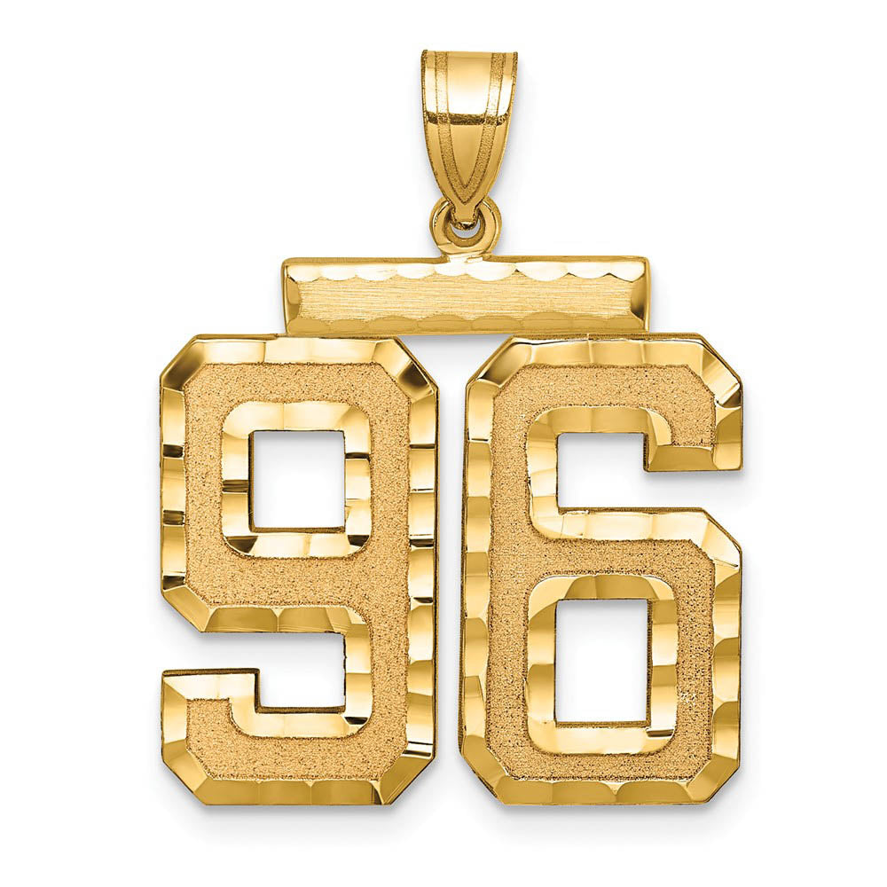 14k Yellow Gold, Varsity Collection, Large D/C Pendant Number 96, Item P10411-96 by The Black Bow Jewelry Co.