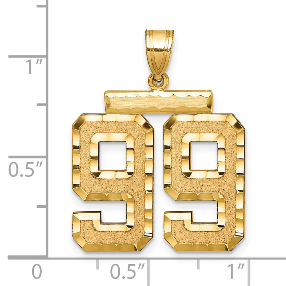 Alternate view of the 14k Yellow Gold, Varsity Collection, Large D/C Pendant Number 99 by The Black Bow Jewelry Co.
