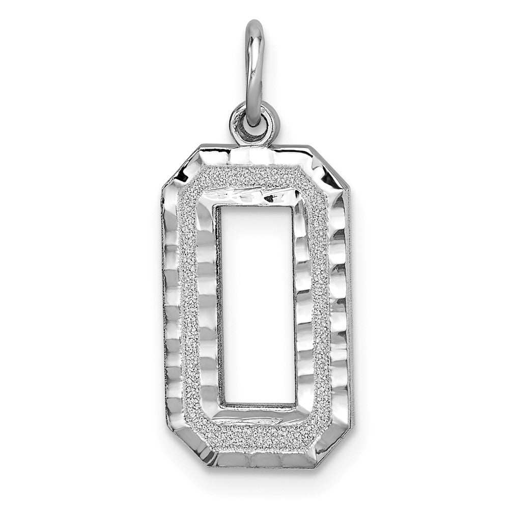14k White Gold, Varsity Collection, Large D/C Pendant, Number 0, Item P10412-0 by The Black Bow Jewelry Co.