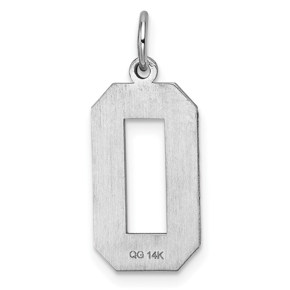 Alternate view of the 14k White Gold, Varsity Collection, Large D/C Pendant, Number 0 by The Black Bow Jewelry Co.