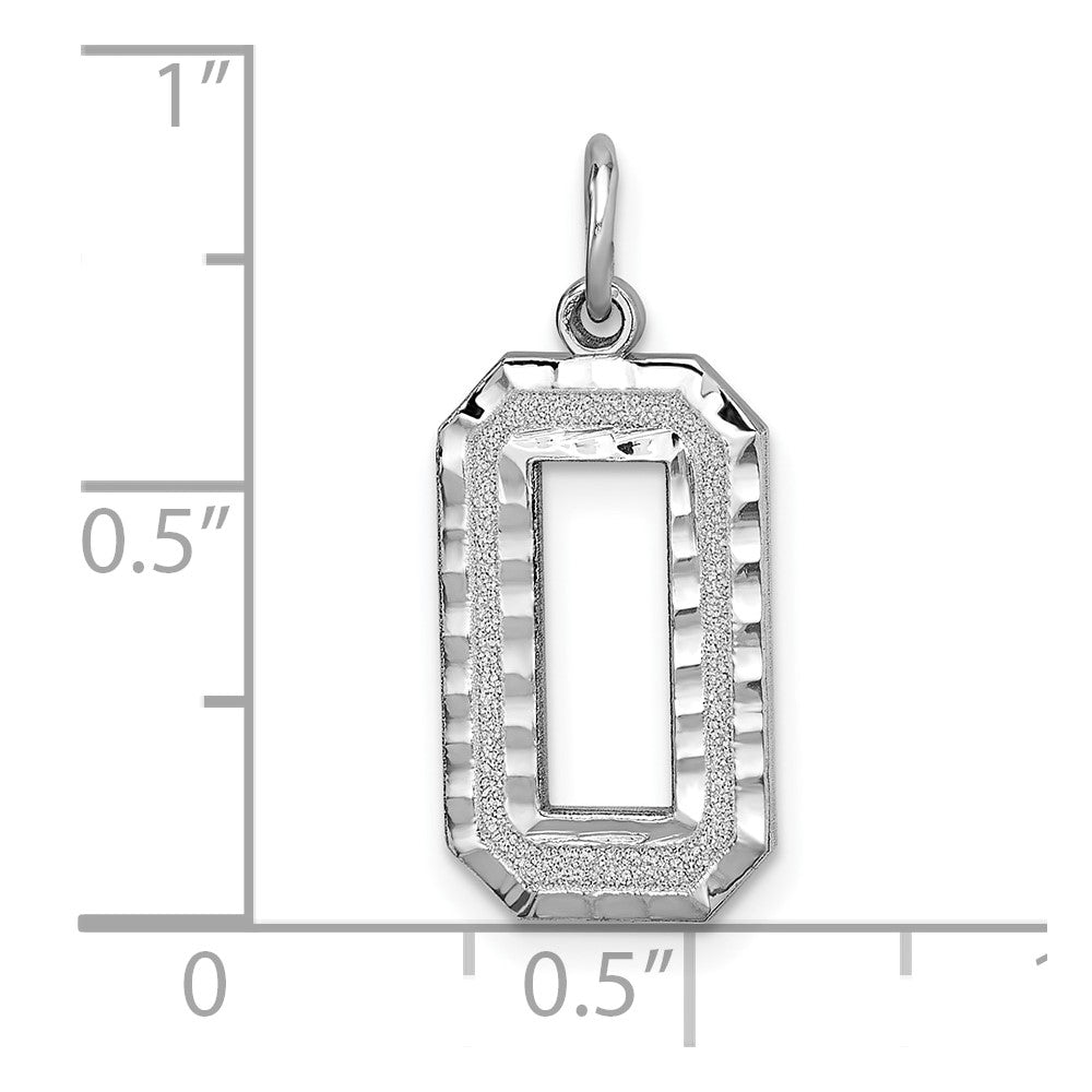 Alternate view of the 14k White Gold, Varsity Collection, Large D/C Pendant, Number 0 by The Black Bow Jewelry Co.