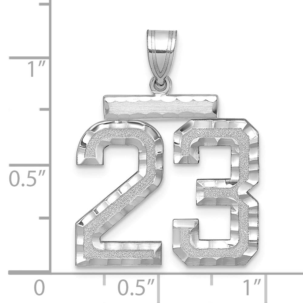 Alternate view of the 14k White Gold, Varsity Collection, Large D/C Pendant, Number 23 by The Black Bow Jewelry Co.