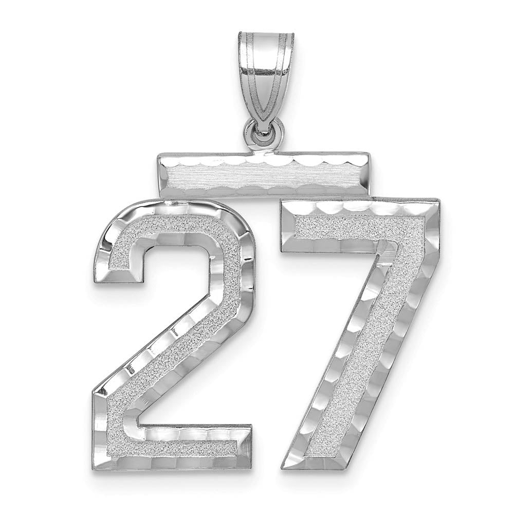 14k White Gold, Varsity Collection, Large D/C Pendant, Number 27, Item P10412-27 by The Black Bow Jewelry Co.