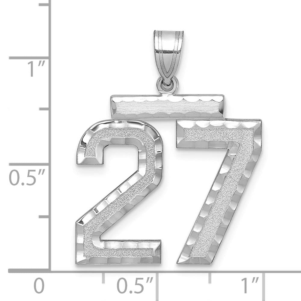 Alternate view of the 14k White Gold, Varsity Collection, Large D/C Pendant, Number 27 by The Black Bow Jewelry Co.