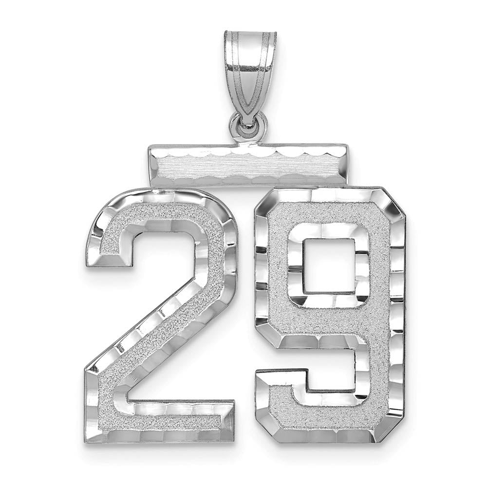 14k White Gold, Varsity Collection, Large D/C Pendant, Number 29, Item P10412-29 by The Black Bow Jewelry Co.