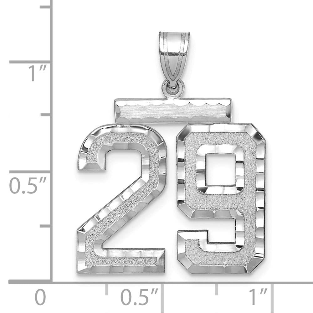 Alternate view of the 14k White Gold, Varsity Collection, Large D/C Pendant, Number 29 by The Black Bow Jewelry Co.