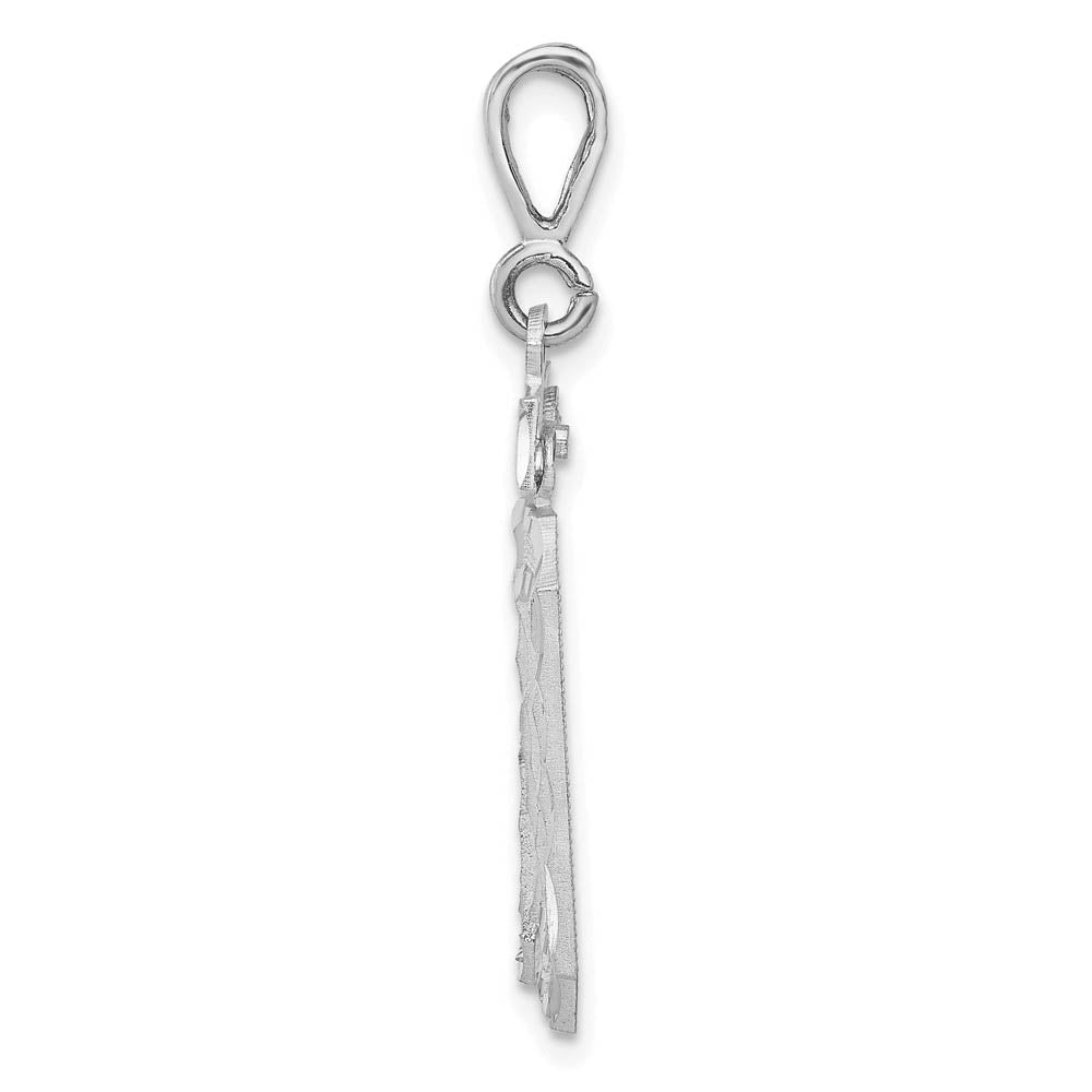 Alternate view of the 14k White Gold, Varsity Collection, Large D/C Pendant, Number 30 by The Black Bow Jewelry Co.