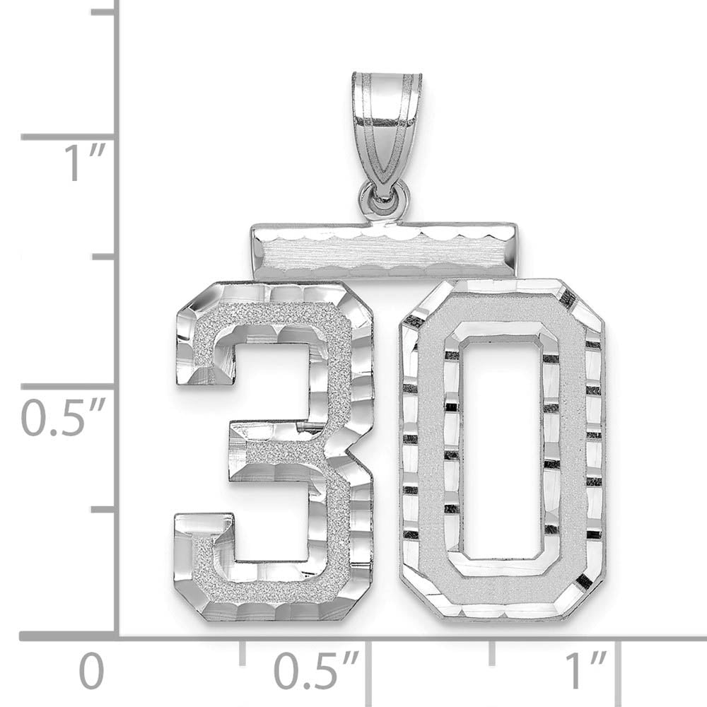 Alternate view of the 14k White Gold, Varsity Collection, Large D/C Pendant, Number 30 by The Black Bow Jewelry Co.