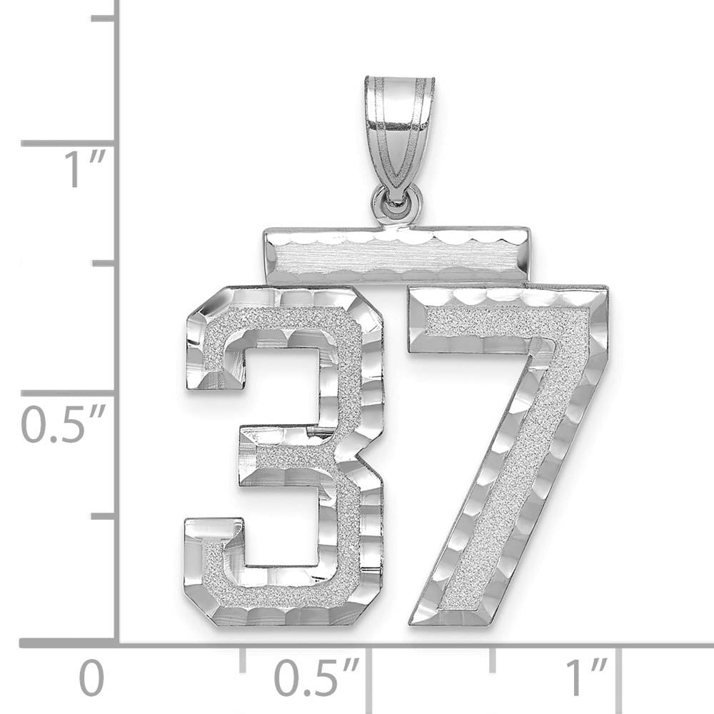 Alternate view of the 14k White Gold, Varsity Collection, Large D/C Pendant, Number 37 by The Black Bow Jewelry Co.