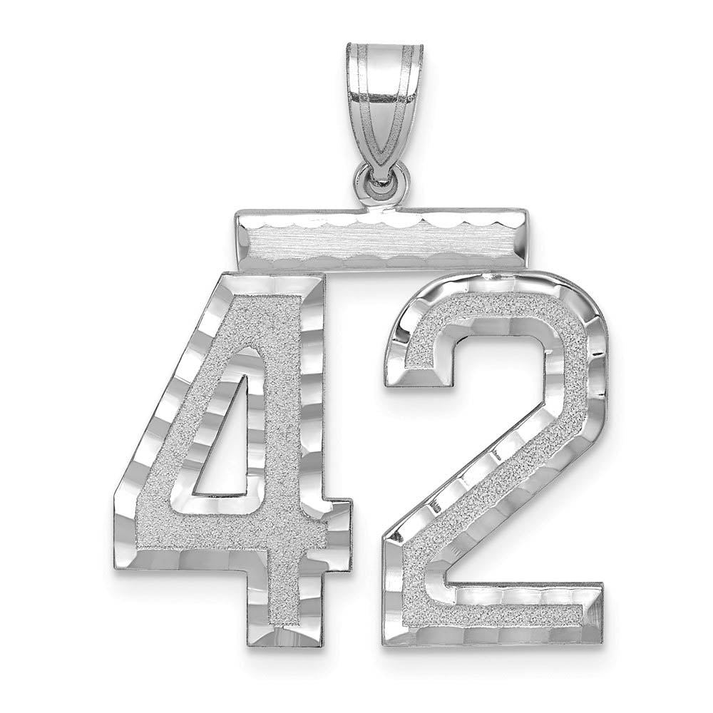 14k White Gold, Varsity Collection, Large D/C Pendant, Number 42, Item P10412-42 by The Black Bow Jewelry Co.