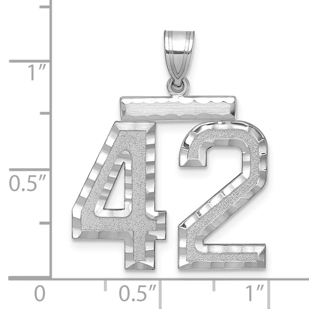 Alternate view of the 14k White Gold, Varsity Collection, Large D/C Pendant, Number 42 by The Black Bow Jewelry Co.