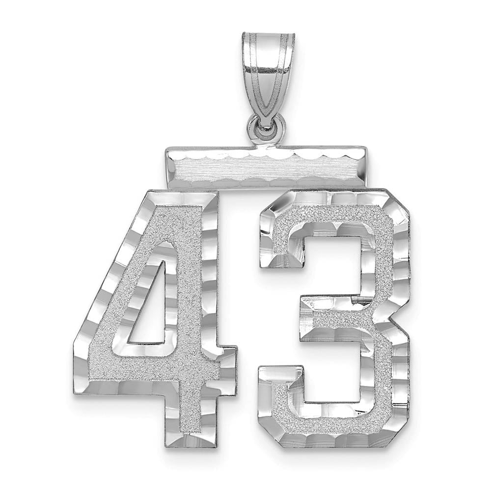 14k White Gold, Varsity Collection, Large D/C Pendant, Number 43, Item P10412-43 by The Black Bow Jewelry Co.