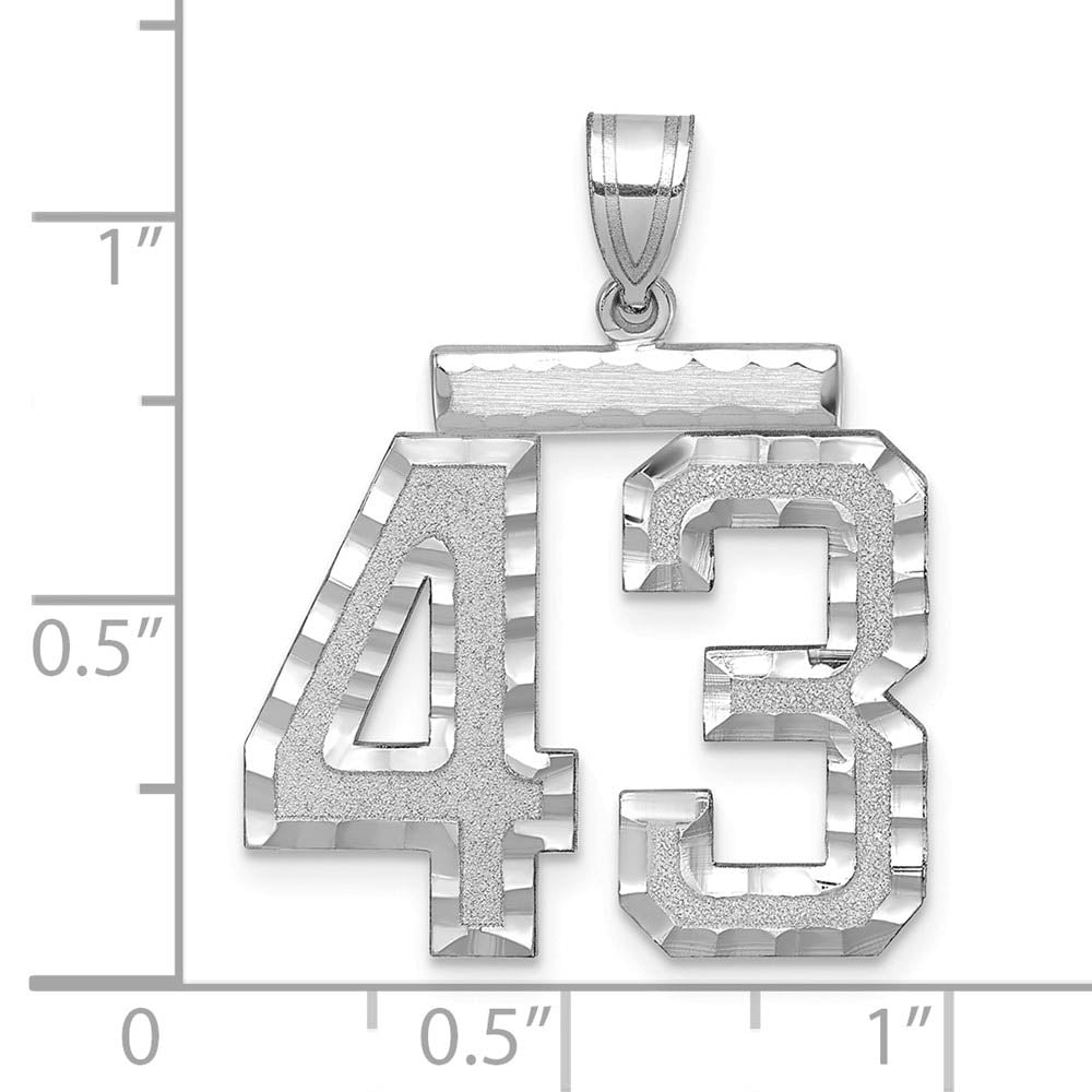 Alternate view of the 14k White Gold, Varsity Collection, Large D/C Pendant, Number 43 by The Black Bow Jewelry Co.
