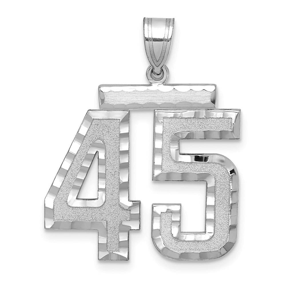 14k White Gold, Varsity Collection, Large D/C Pendant, Number 45, Item P10412-45 by The Black Bow Jewelry Co.