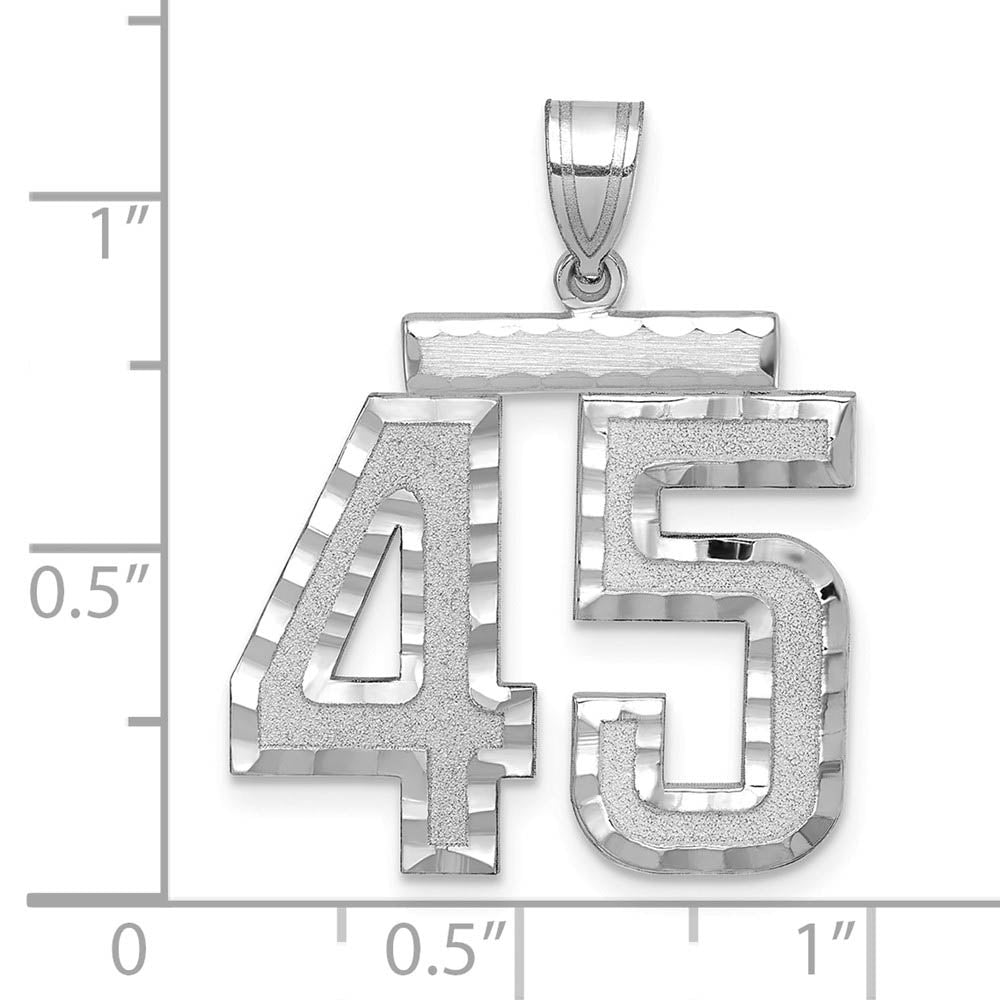 Alternate view of the 14k White Gold, Varsity Collection, Large D/C Pendant, Number 45 by The Black Bow Jewelry Co.